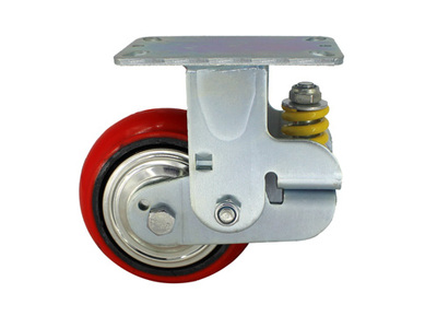 Z91系列-镀锌平板单簧减震铁芯红色聚氨酯轮PU